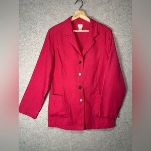 J. Jill Linen Coral Pink Single-Breasted Lightweight Buttoned Long sleeve Blazer